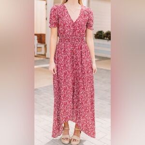 HAYDEN ditzy floral maxi dress v-neck smocked waist short sleeve NEW size L